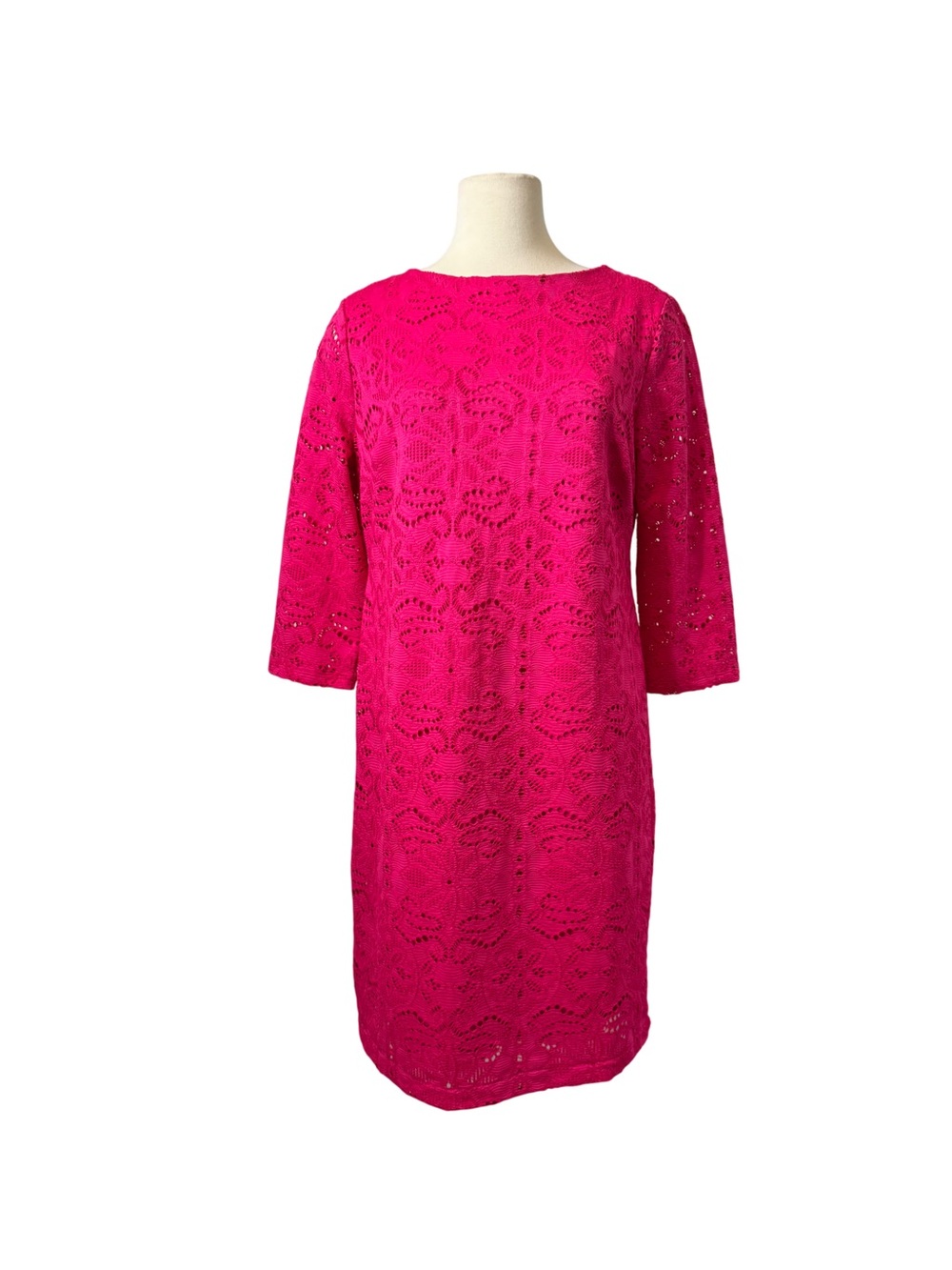 Chico’s Size 1 (medium)‎ Fuchsia Lace Shift Dress